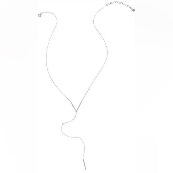 Sterling Silver Swarovski‎ Crystal Accented V Necklace NWOT - Picture 4 of 5